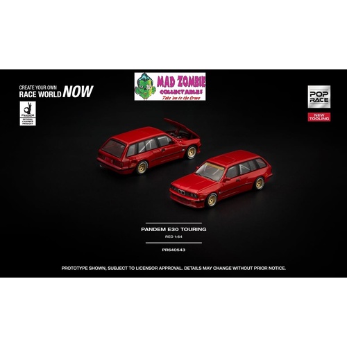 Pop Race 1/64 -  PANDEM E30 TOURING RED (NEW TOOLING) -  PRE-ORDER