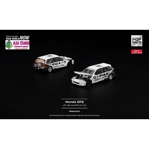 Pop Race 1/64 - HONDA CIVIC (EF9) #15 JTC 1991 InterTEC - PRE-ORDER