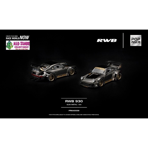 Pop Race 1/64 - RWB 930 GUN METAL - PRE-ORDER