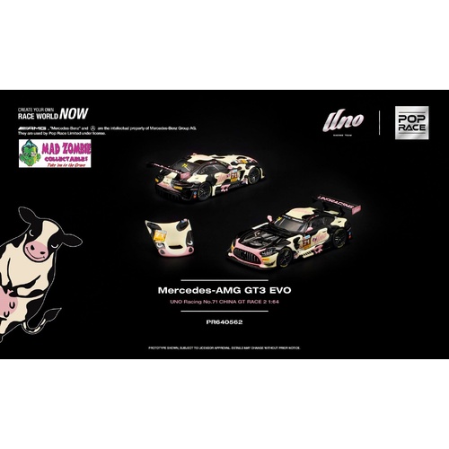 Pop Race 1/64 - MERCEDES-AMG GT3 EVO UNO RACING NO.71 CHINA GT RACE 2 "Mumu" - PRE-ORDER
