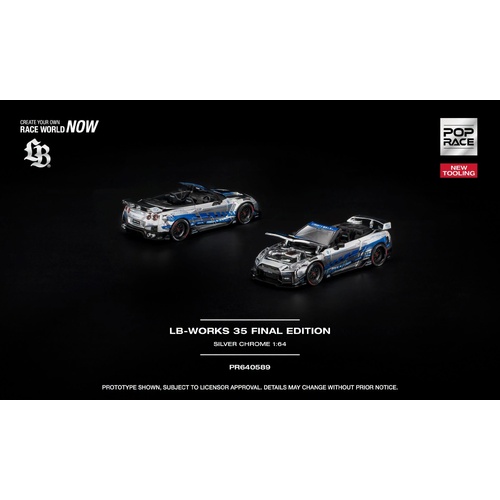 Pop Race 1/64 - LB-WORKS 35 FINAL EDITION SILVER CHROME (NEW TOOLING) - PRE-ORDER