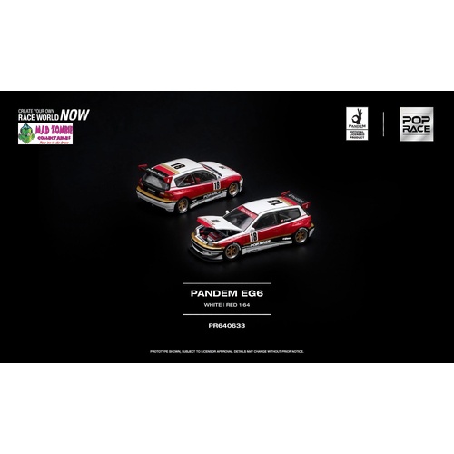 Pop Race 1/64 - PANDEM EG6 WHITE RED - PRE-ORDER