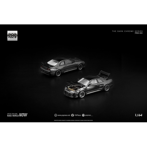 Pop Race 1/64 - Dark Chrome Series - R33 GT-R Dark Chrome -  PRE-ORDER