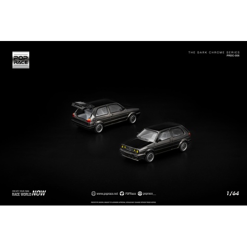 Pop Race 1/64 - GOLF GTI MK2 DARK CHROME - PRE-ORDER