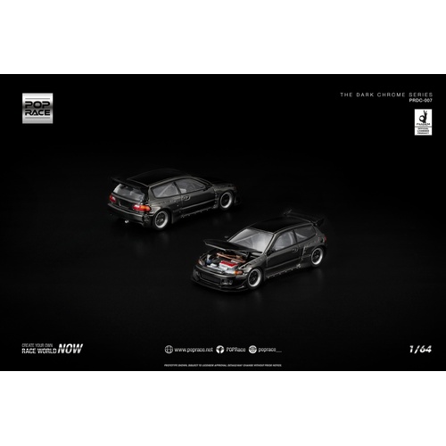 Pop Race 1/64 - PANDEM CIVIC EG6 DARK CHROME - PRE-ORDER