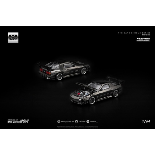 Pop Race 1/64 -  MAZDA RX7 (FC3S) RE-AMEMIYA DARK CHROME - PRE-ORDER