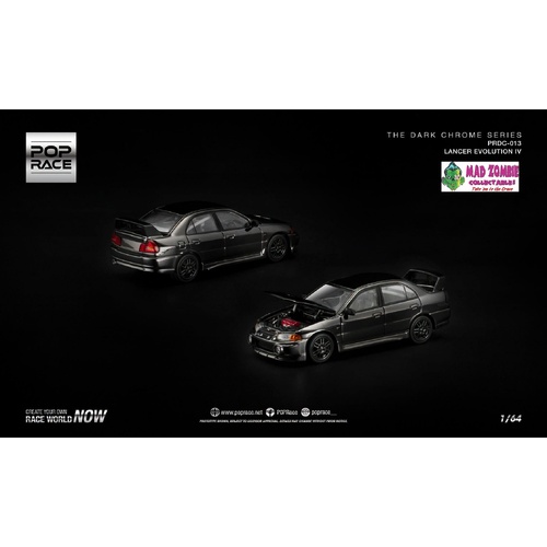 Pop Race 1/64 - LANCER EVOLUTION IV DARK CHROME - PRE-ORDER