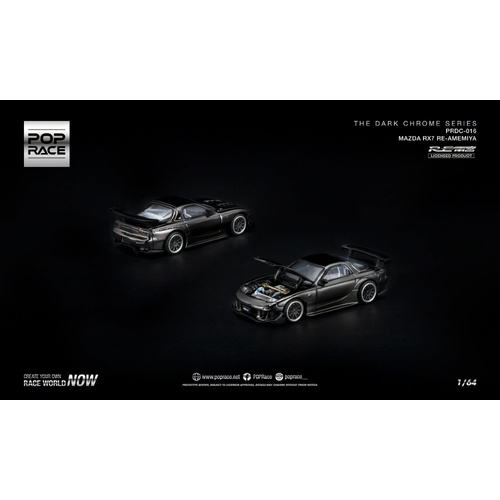Pop Race 1/64 - MAZDA RX-7 RE-AMEMIYA DARK CHROME - PRE-ORDER