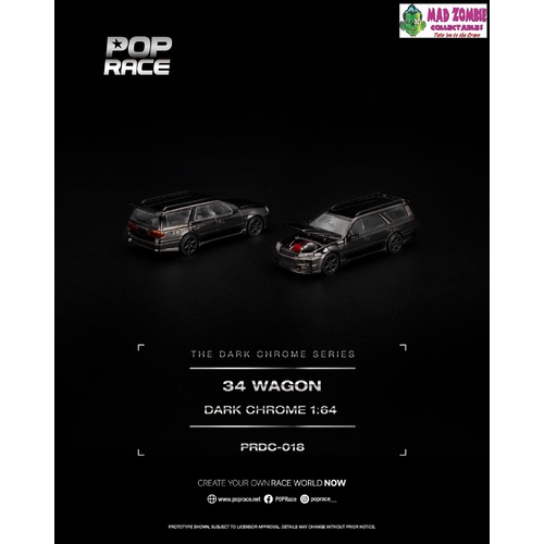 Pop Race 1/64 - R34 WAGON DARK CHROME - PRE-ORDER