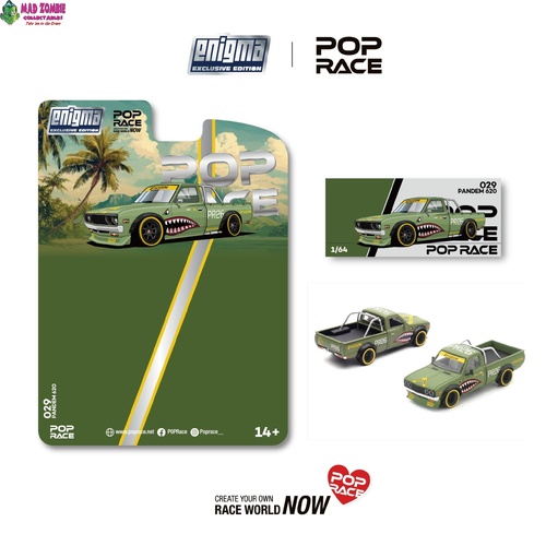 Pop Race 1/64 - Datsun 620 Pickup Pandem Fighter Green Shark - PRE-ORDER