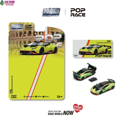 Pop Race 1/64 - Huracan STO Verde Citrea (Possible Chase Variant Supplied) - PRE-ORDER