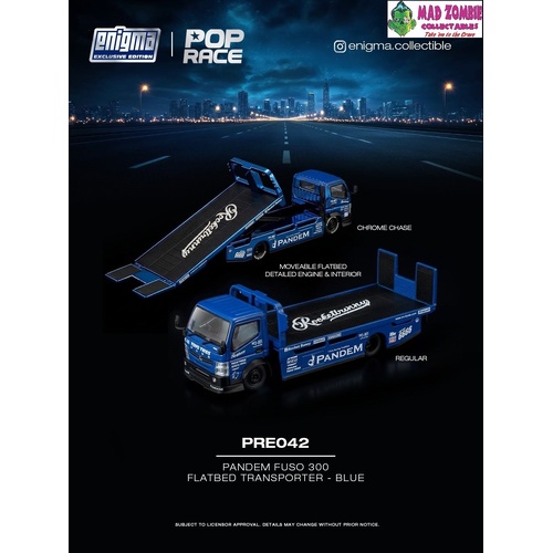 Pop Race 1/64 - PANDEM FUS0 300 TRANSPORTER – BLUE (Possible Chase Supplied) - PRE-ORDER