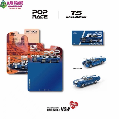 Pop Race 1/64 - SHELBY MUSTANG GT500 Blue with White Stripes (Possible Chase Supplied) - PRE-ORDER