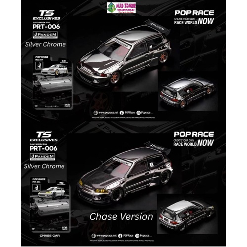 Pop Race 1/64 - PANDEM EG6 SILVER CHROME - PRE-ORDER