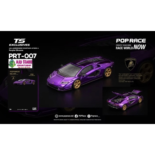 Pop Race 1/64 - Lamborghini Countach LPI 800-4 Purple Chrome (TS Exclusive) - PRE-ORDER