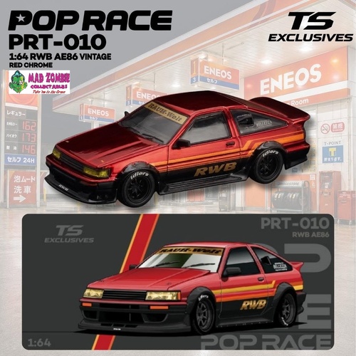 Pop Race 1/64 - RWB AE86 VINTAGE Red Chrome - PRE-ORDER
