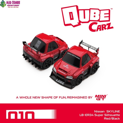 MINI GT Qube Carz - Nissan LB-ER34 Super Silhouette SKYLINE Red/Black / Blister packaging - PRE-ORDER