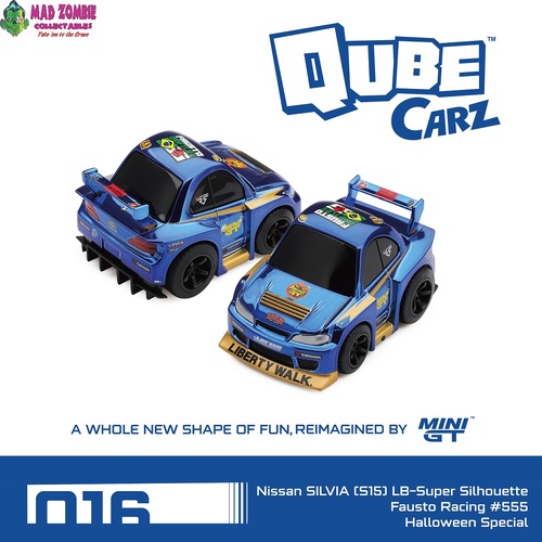 MINI GT Qube Carz - Nissan SILVIA (S15) LB-Super Silhouette Fausto Racing #555 Halloween Special / Blister packaging - PRE ORDER