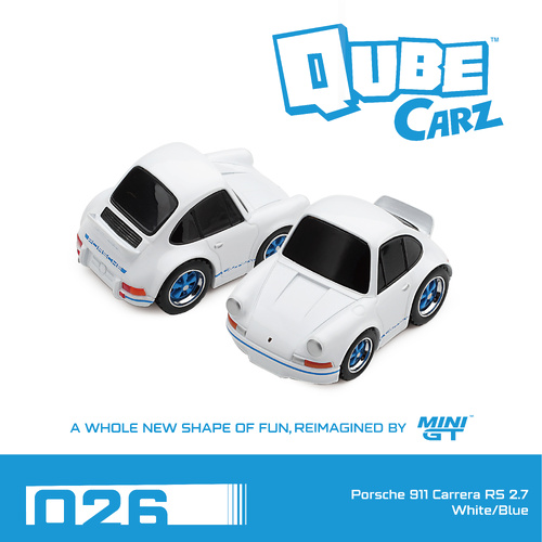 MINI GT Qube Carz - Porsche 911 Carrera RS 2.7 White/Blue / Blister packaging - PRE ORDER