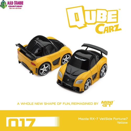 MINI GT Qube Carz - Mazda RX-7 VeilSide Fortune7 Yellow / Blister packaging - PRE ORDER