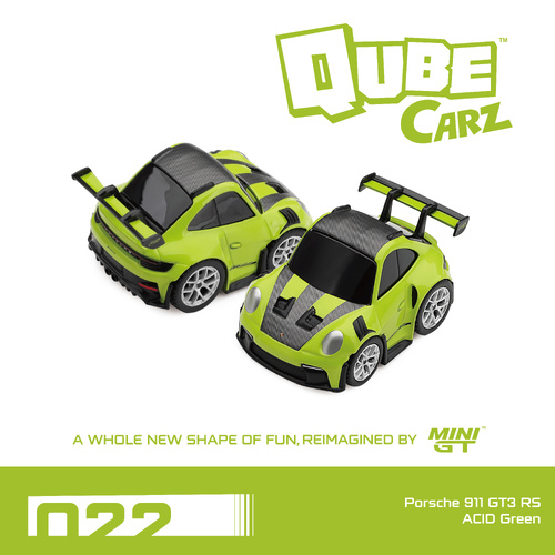 MINI GT Qube Carz - Porsche 911 GT3 RS ACID Green / Blister packaging - PRE ORDER