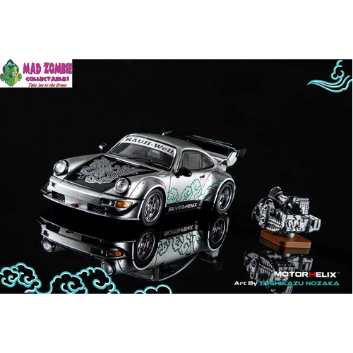 Motorhelix 1/64 - RWB 964 Chrome Silver with Engine Model Cool Car Show Event Edition - (PRE-ORDER)