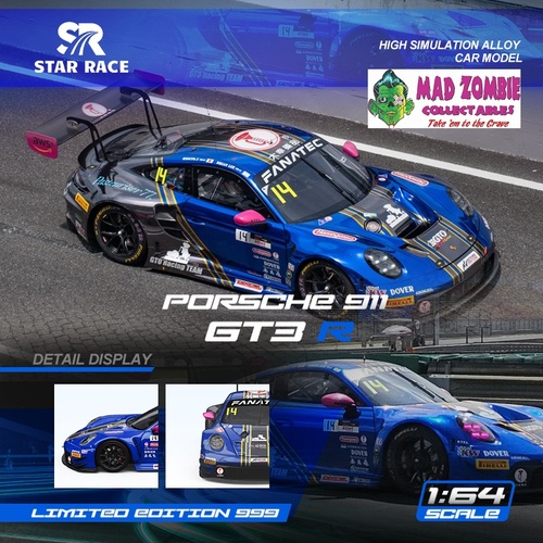 Star Race 1/64  - Porsche 911 GT3 R - Deep Blue #14 (PRE-ORDER)