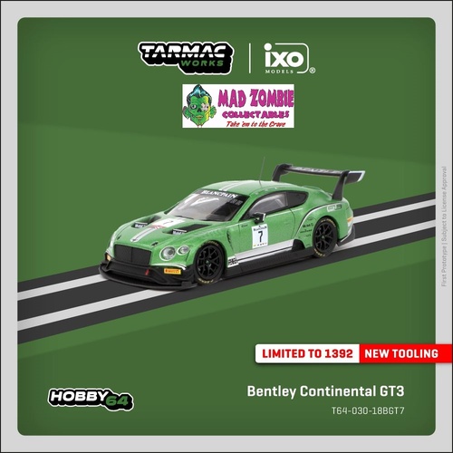 Tarmac Works Global 64 - Bentley Continental GT3 Blancpain GT Series 2018 Testing Livery - (PRE-ORDER)