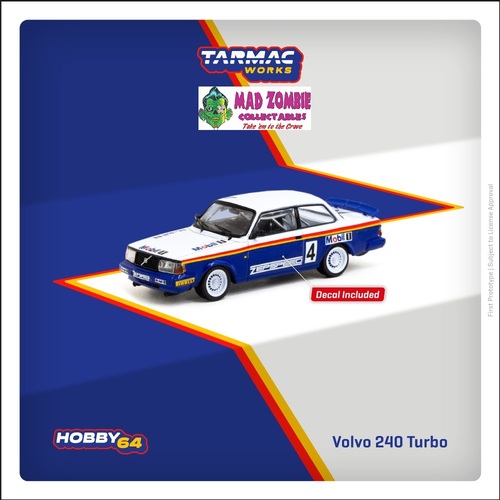 Tarmac Works Hobby 64 1/64 Scale - Volvo 240 Turbo Malaysian Group A Championships 1987 Winner Per-Gunnar Andersson (PRE-ORDER)