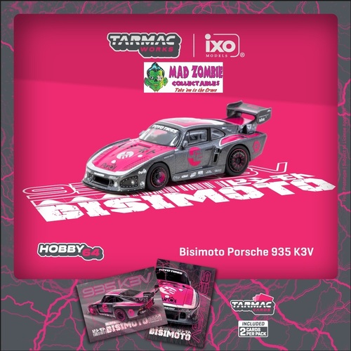 Tarmac Works Hobby 64 1/64 Scale - Bisimoto Porsche 935 K3V Model Car + Trading Cards Combo Set  (PRE-ORDER)