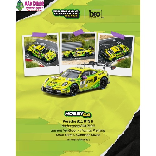 Tarmac Works Hobby 64 - Porsche 911 GT3 R Nürburgring 24h 2024 Laurens Vanthoor / Thomas Preining / Kevin Estre / Ayhancan Güven - (PRE-ORDER)