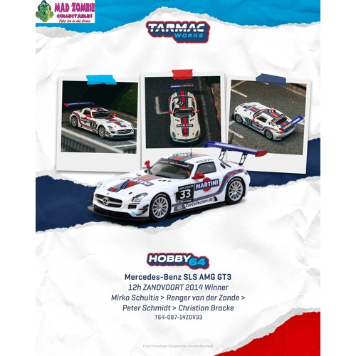 Tarmac Works Hobby 64 - Mercedes-Benz SLS AMG GT3 12h ZANDVOORT 2014 Winner Mirko Schultis / Renger van der Zande / Peter Schmidt / Chri - (PRE-ORDER)