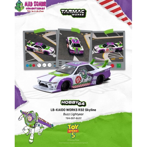 Tarmac Works Hobby 64 - LB-KAIDO WORKS R32 Skyline Buzz Lightyear - (PRE-ORDER)