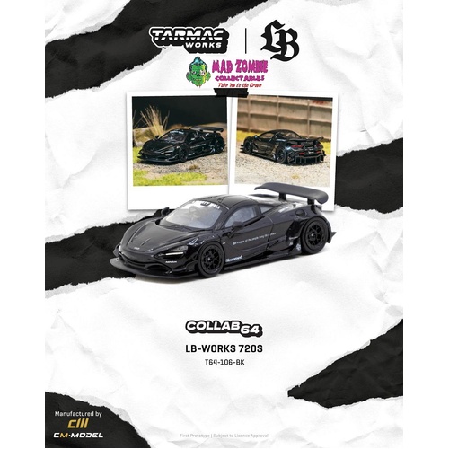 Tarmac Works Hobby 64 - LB-WORKS 720S Black - (PRE-ORDER)