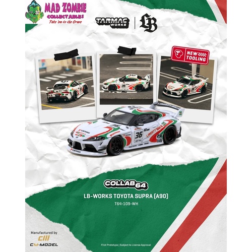 Tarmac Works Hobby 64 -  LB-WORKS TOYOTA SUPRA (A90) White - (PRE-ORDER)
