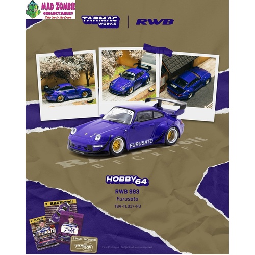 Tarmac Works Hobby 64  - RWB 993 Furusato Model Car + Trading Cards Combo Set - (PRE-ORDER)