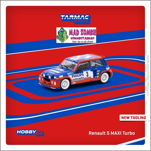 Tarmac Works Hobby 64 - Renault 5 MAXI Turbo  Tour de Corse - Rallye de France 1985 Winner Jean Ragnotti / Pierre Thimonier