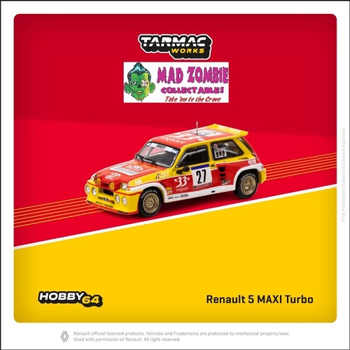Tarmac Works 1/64 Hobby 64 - Renault 5 MAXI Turbo Tour de Corse - Rallye de France 1985 Didier Auriol / Bernard Occelli