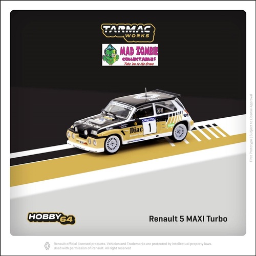 Tarmac Works 1:64 Hobby 64 - Renault 5 MAXI Turbo Rallye du Var 1986 François Chatriot / Michel Périn