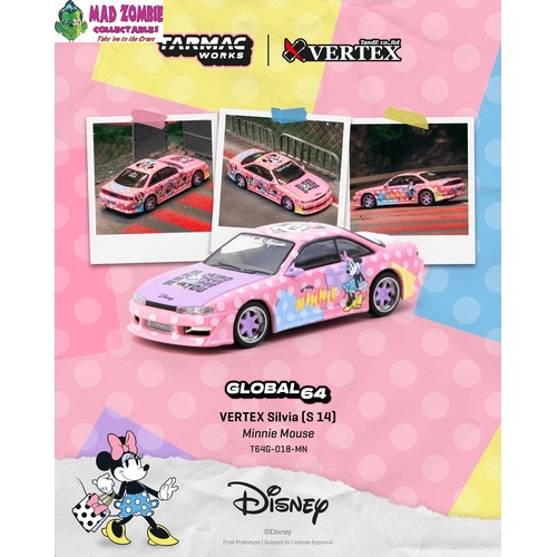 Tarmac Works Hobby 64 - VERTEX Silvia (S14) Minnie Mouse - (PRE-ORDER)