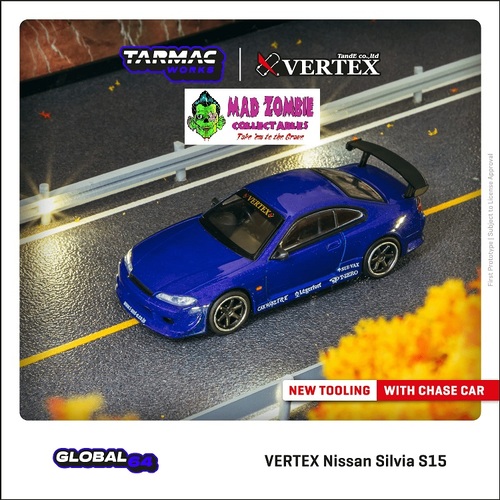 Tarmac Works 1:64 Global 64 - VERTEX Nissan Silvia S15 Blue Metallic