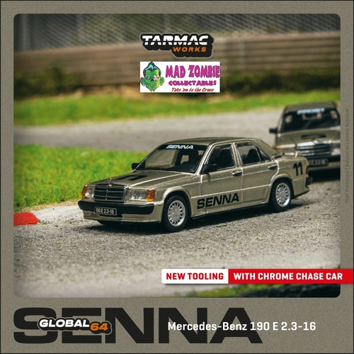 Tarmac Works Global 64 -  Mercedes-Benz 190 E 2.3-16 Race of Champion 1984 Ayrton Senna - (PRE-ORDER)