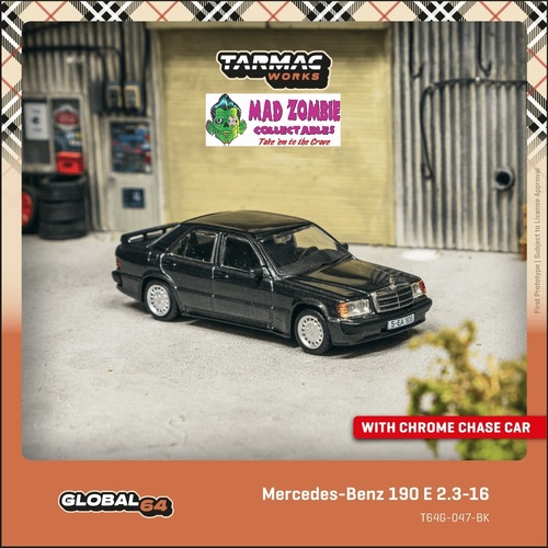 Tarmac Works Global 64 - Mercedes-Benz 190 E 2.3-16 Blue-Black metallic  (POSSIBILITY OF CHASE VAIRIANT) - (PRE-ORDER)