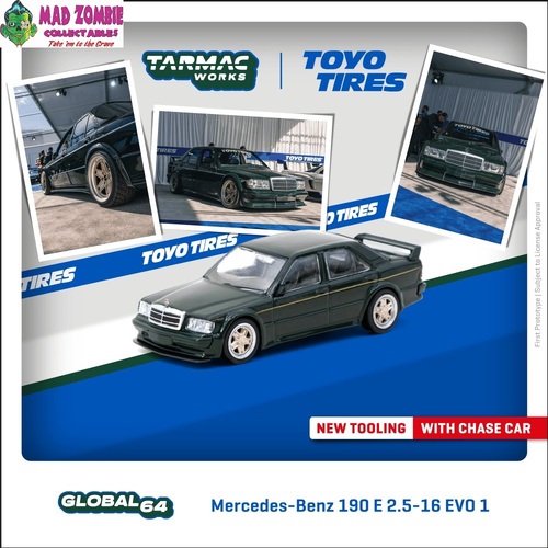 Tarmac Works Global 64 1/64 Scale - Mercedes-Benz 190 E 2.5-16 EVO 1 TOYO TIRES (PRE-ORDER)