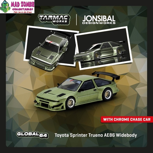 Tarmac Works Global 64 -  Toyota Sprinter Trueno AE86 Widebody Green - (PRE-ORDER)