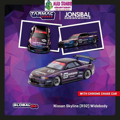 Tarmac Works Hobby 64 1/64 Scale - Nissan Skyline (R32) Widebody Midnight purple  (PRE-ORDER)