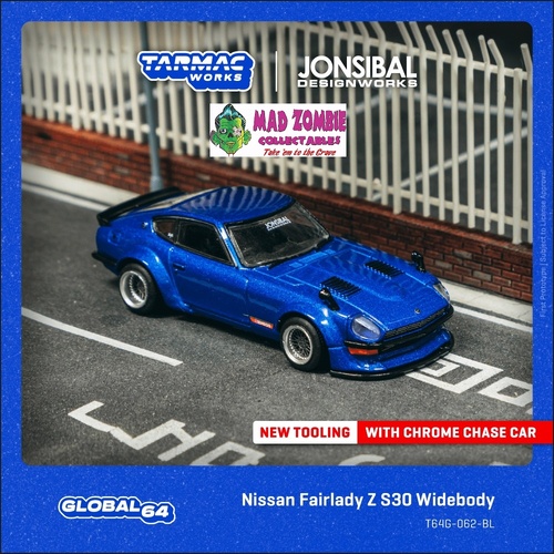 Tarmac Works Global 64 - Nissan Fairlady Z S30 Widebody - Designed by Jon Sibal Blue - (PRE-ORDER)