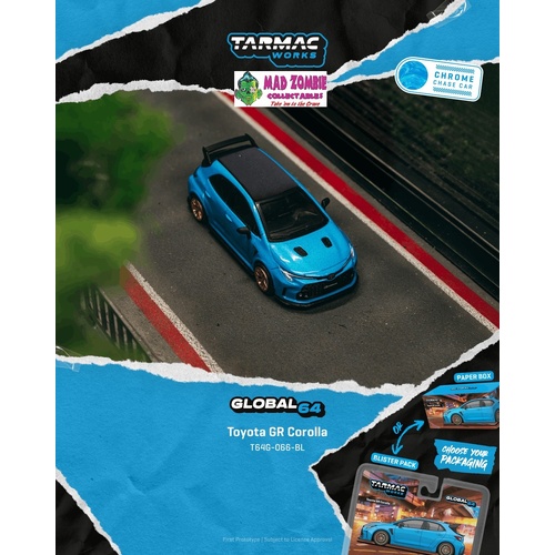 Tarmac Works Global 64  - Toyota GR Corolla Blue (Possible Chase Supplied) - (PRE-ORDER)