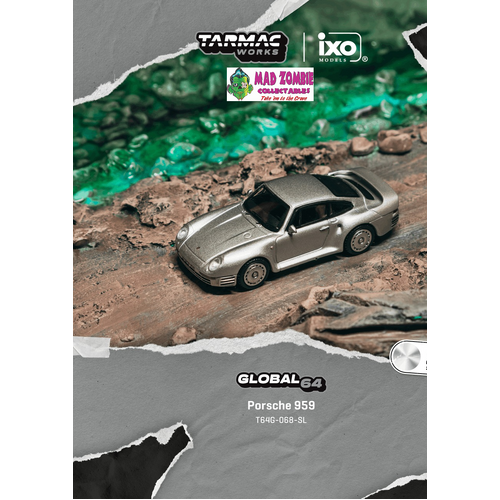 Tarmac Works Global 64  - Porsche 959 Silver (Possible Chase Car Supplied) - (PRE-ORDER)