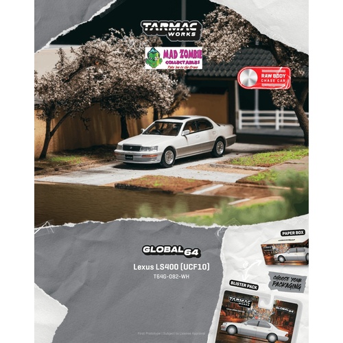 Tarmac Works Global 64 - Lexus LS400 (UCF10) Pearl White (Possible Chase Supplied) - (PRE-ORDER)